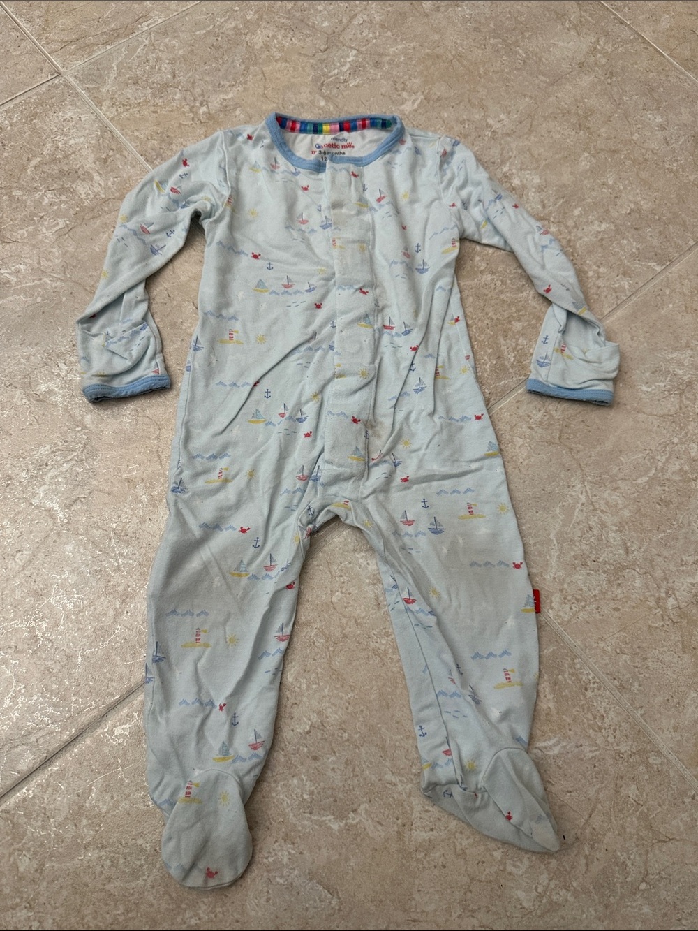 Magnetic Me Light Blue Nautical-Print Footed One-Piece